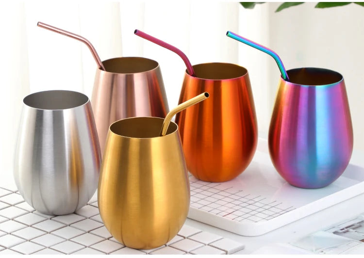 500ml Stainless Steel Beer Wine Cup Rose Gold Beer Tumbler Cocktail Juice Milk Cup Metal Drinking Mug for Bar Outdoor Drinkware