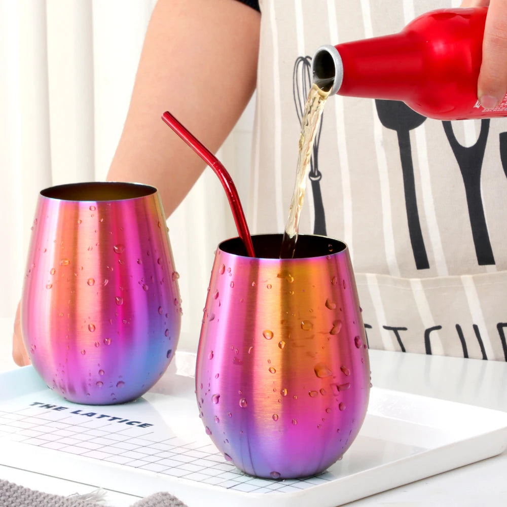 500ml Stainless Steel Beer Wine Cup Rose Gold Beer Tumbler Cocktail Juice Milk Cup Metal Drinking Mug for Bar Outdoor Drinkware