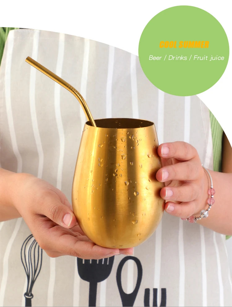 500ml Stainless Steel Beer Wine Cup Rose Gold Beer Tumbler Cocktail Juice Milk Cup Metal Drinking Mug for Bar Outdoor Drinkware