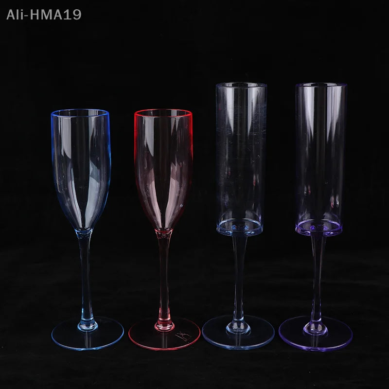 5Pcs Acrylic Champagne Goblet Glasses Cup Transparent Cocktail Glass Cups Creative Anti-fall Goblet For Bar Pubs Clubs Drinkware