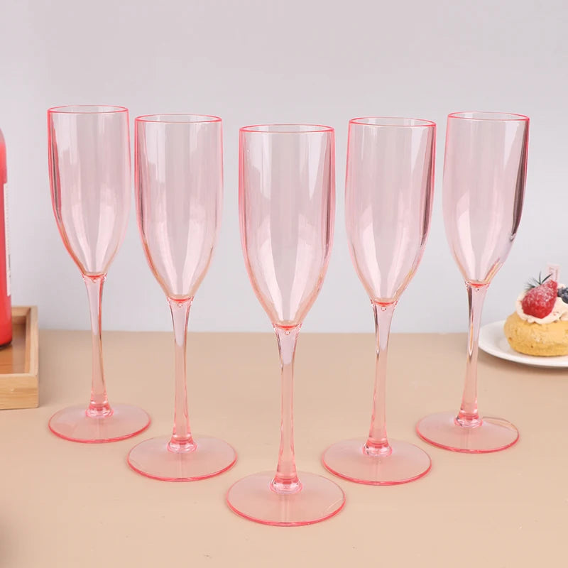 5Pcs Acrylic Champagne Goblet Glasses Cup Transparent Cocktail Glass Cups Creative Anti-fall Goblet For Bar Pubs Clubs Drinkware