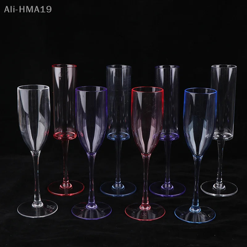 5Pcs Acrylic Champagne Goblet Glasses Cup Transparent Cocktail Glass Cups Creative Anti-fall Goblet For Bar Pubs Clubs Drinkware