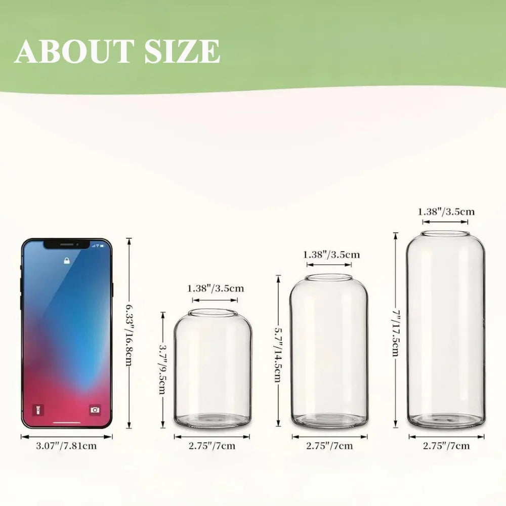 3Pcs/set Clear Small Glass Bud Vases in Bulk Modern Cylinder Glass Vase for Wedding Party Dining Table Centerpieces Decoration