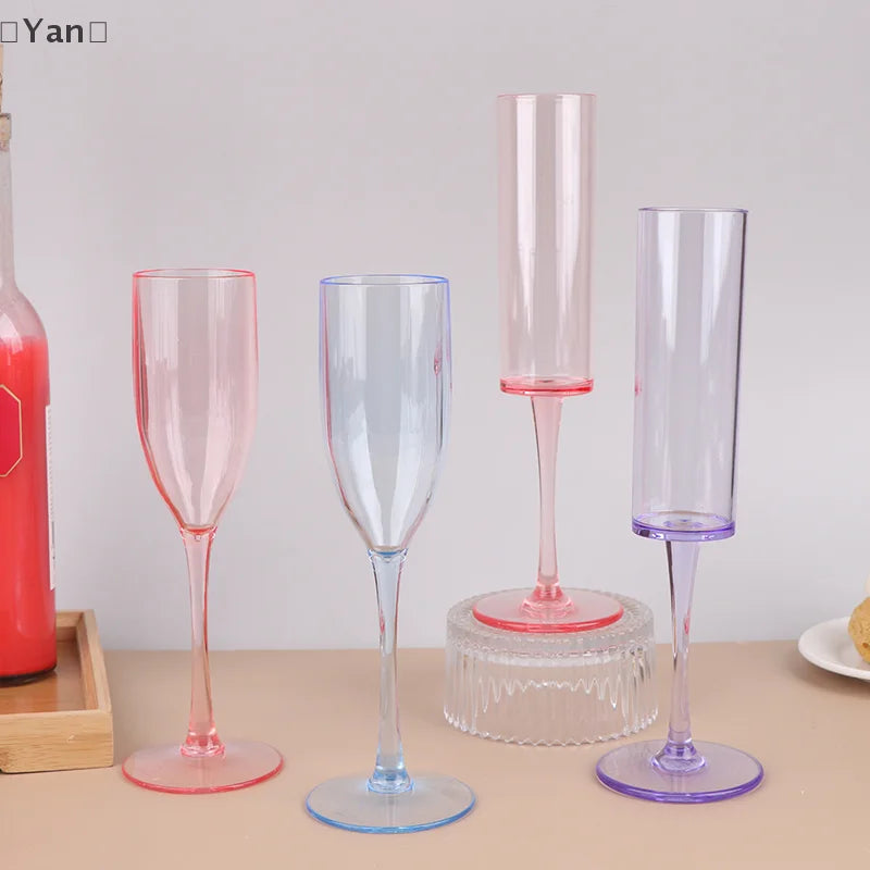 5Pcs Acrylic Champagne Goblet Glasses Cup Transparent Cocktail Glass Cups Creative Anti-fall Goblet For Bar Pubs Clubs Drinkware