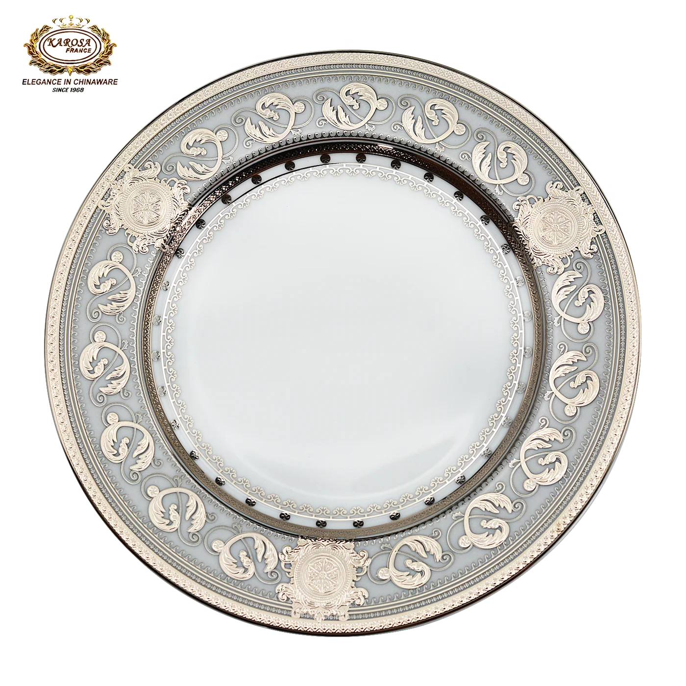 Bone China platinum decoration design tableware porcelain Dinner Soup Plate Gold Rim Dishes and bowl Set