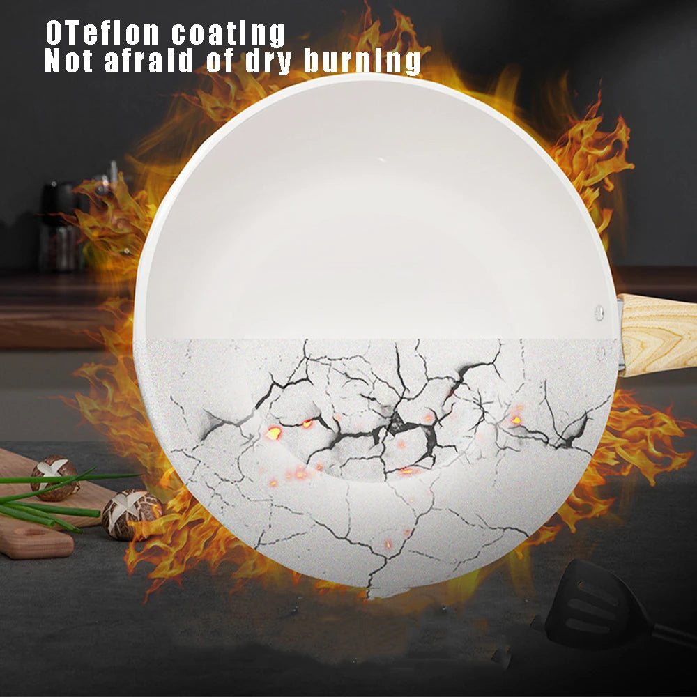 30cm Ceramic Wok Frying Pan Non-Stick Pan Home Steak Skillet Pancake Fried Induction Cooker Gas Stove Saucepan kitchen Cookware