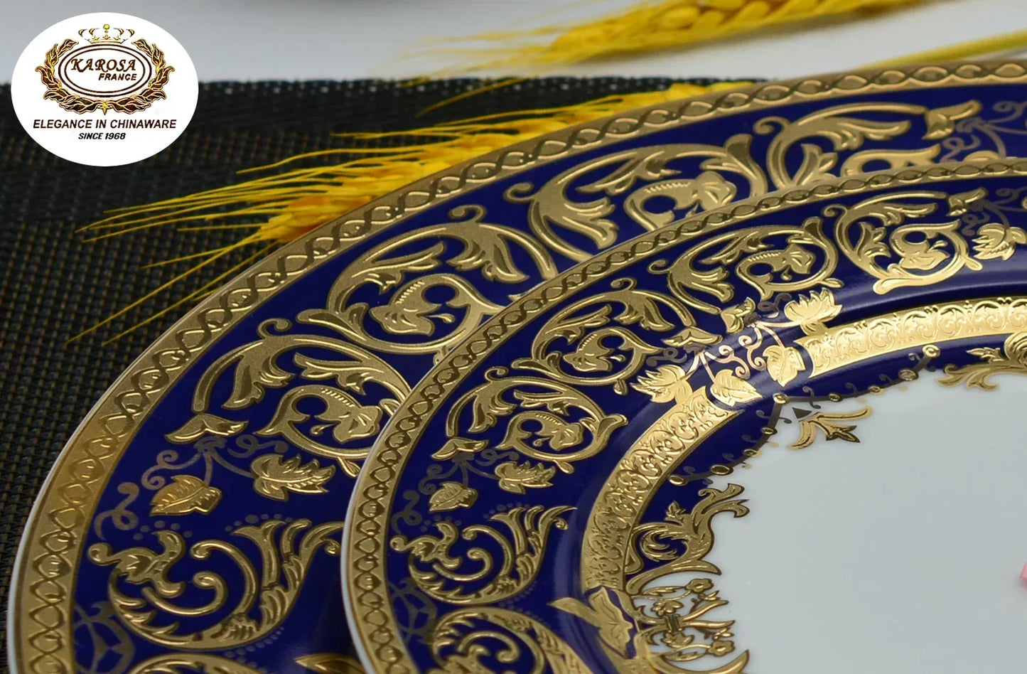 Royal Style Embossed Gold Rim Plates And Bowls Set Ceramic Dinner Set Dinnerware