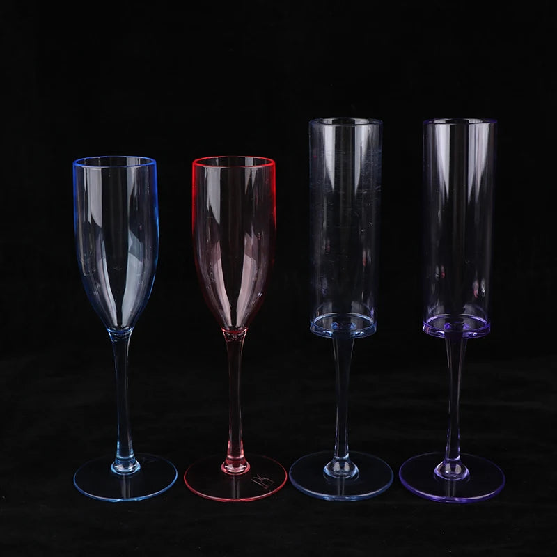 5Pcs Acrylic Champagne Goblet Glasses Cup Transparent Cocktail Glass Cups Creative Anti-fall Goblet For Bar Pubs Clubs Drinkware