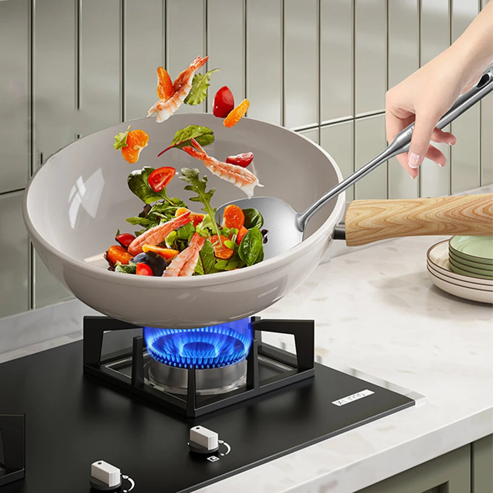 30cm Ceramic Wok Frying Pan Non-Stick Pan Home Steak Skillet Pancake Fried Induction Cooker Gas Stove Saucepan kitchen Cookware
