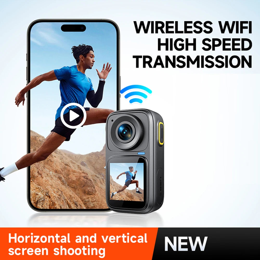 4K/30FPS Sports Camera WiFi Camera Dual Screen 6-Axis Anti-Shake Touch Control APP Remote Control with Waterproof Housing