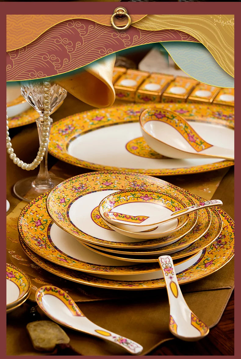 Fine Luxury Guests Dinnerware Sets Home Kitchen Wedding Dining Room Tableware Set Catering Supplies Vajillas Para Cocina Dishes