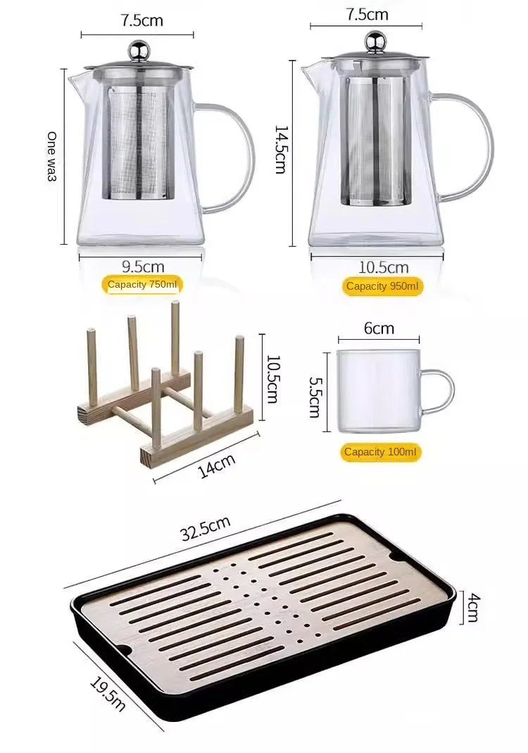 Glass Teapot with Infuser Tea Set Kettle Maker Infusers Jug Teaware Kitchen Dining Bar Home Tea Kit Glass Teapot Samovar