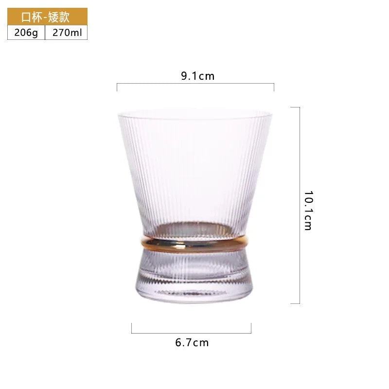 Gold Creative Vertical Gold Waist Line Goblet Champagne Glass Cocktail Glass Vertical Water Bottle Set Party Wedding Barware