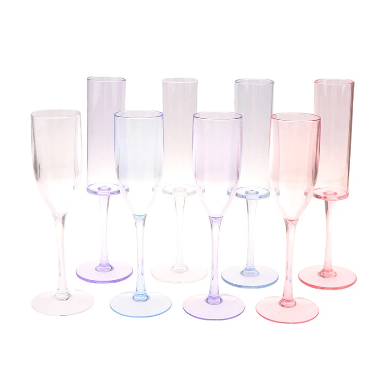 5Pcs Acrylic Champagne Goblet Glasses Cup Transparent Cocktail Glass Cups Creative Anti-fall Goblet For Bar Pubs Clubs Drinkware