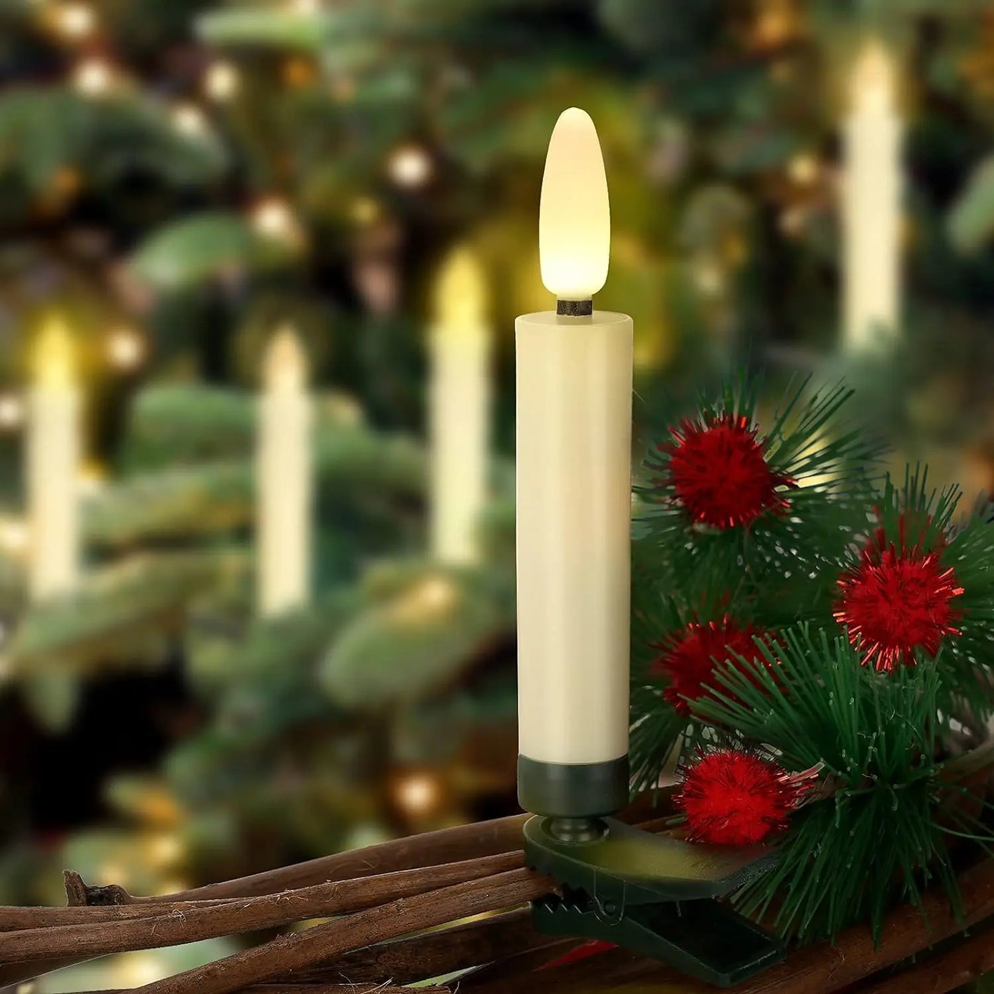 Pack of 10 LED Christmas Tree clip Candles Remote controlled w/Timer Battery Operated Flickering 3D wick Taper Candle Lighting