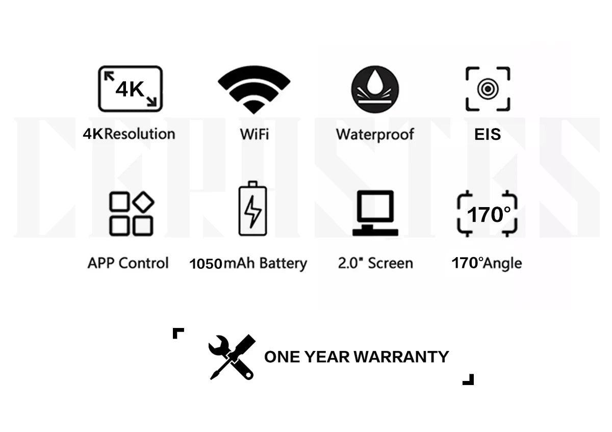 CERASTES Action Camera 5K 4K 60FPS WiFi Anti-shake Dual Screen 170° Wide Angle 30m Waterproof Sport Camera with Remote Control