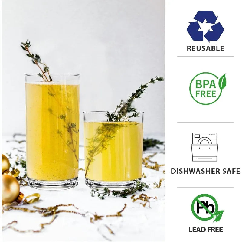 Plastic Cups Reusable Plastic Drinking Glasses Set of 12 - Unbreakable Plastic Tumblers - Acrylic Glasses Drinkware
