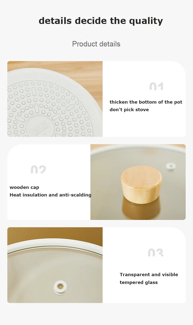 Korean Ceramic Non-Stick Wok Milk Pot Pan Non-Stick Pan Frying Pan Induction Cooker Gas Stove Universal Kitchen Pan For Cooking