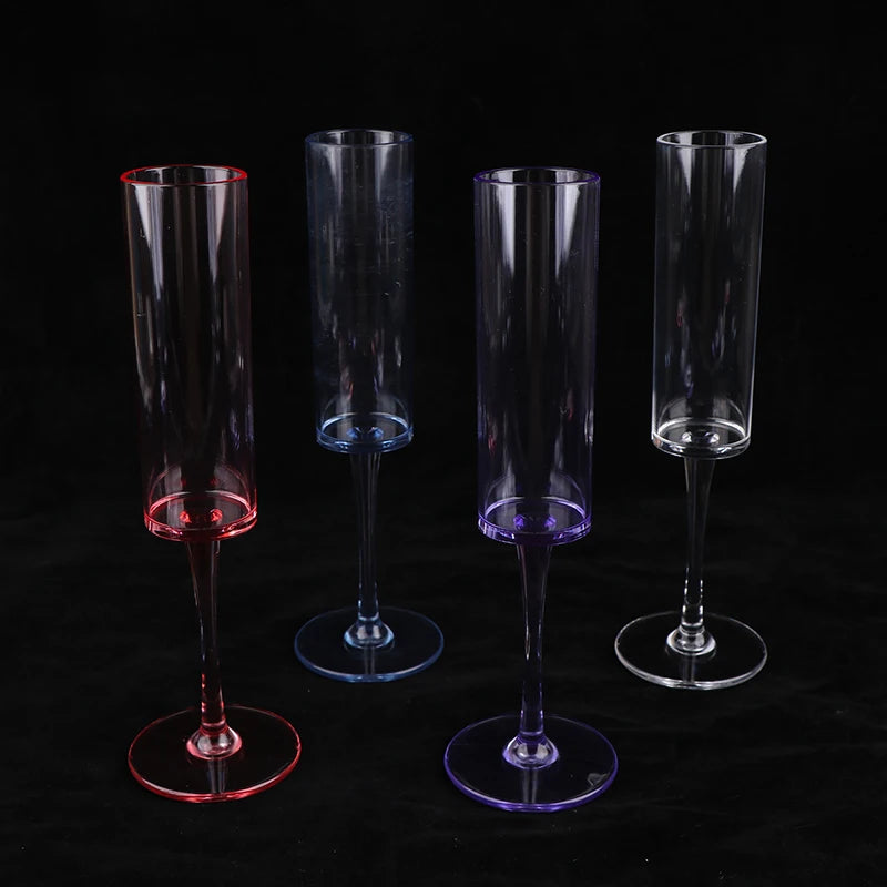 5Pcs Acrylic Champagne Goblet Glasses Cup Transparent Cocktail Glass Cups Creative Anti-fall Goblet For Bar Pubs Clubs Drinkware