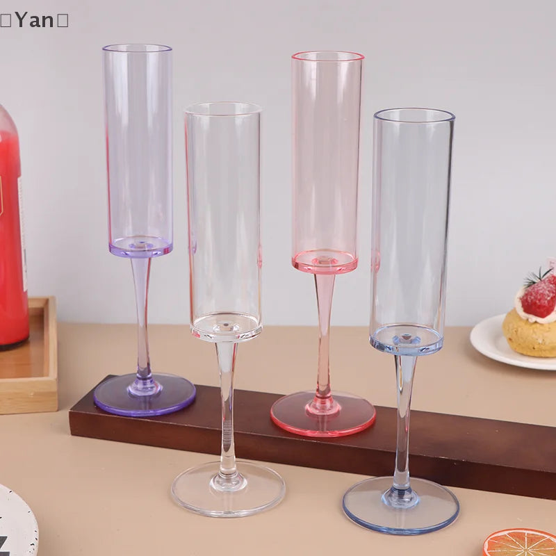 5Pcs Acrylic Champagne Goblet Glasses Cup Transparent Cocktail Glass Cups Creative Anti-fall Goblet For Bar Pubs Clubs Drinkware