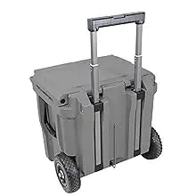 45 Quart Towable Roto Molded Ice Chest Outdoor Camping Cooler with Wheels | Pro Tough Durable Outdoor Camping Fishing Ice Chest
