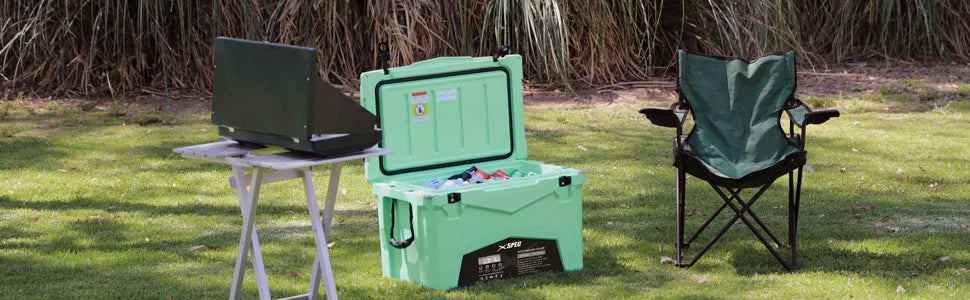 45 Quart Towable Roto Molded Ice Chest Outdoor Camping Cooler with Wheels | Pro Tough Durable Outdoor Camping Fishing Ice Chest