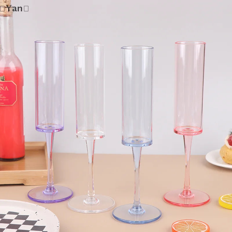 5Pcs Acrylic Champagne Goblet Glasses Cup Transparent Cocktail Glass Cups Creative Anti-fall Goblet For Bar Pubs Clubs Drinkware