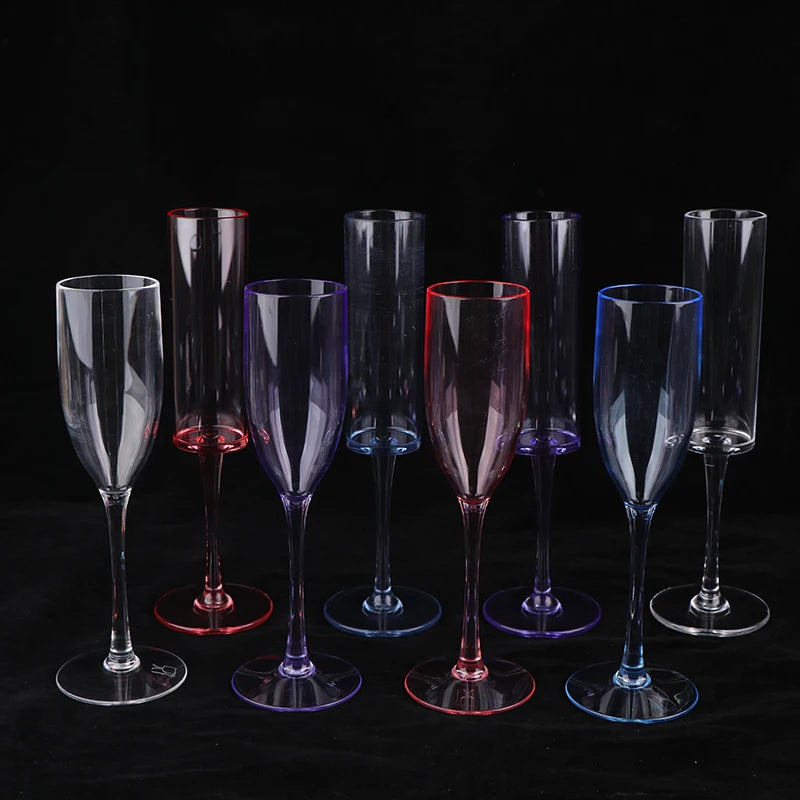 5Pcs Acrylic Champagne Goblet Glasses Cup Transparent Cocktail Glass Cups Creative Anti-fall Goblet For Bar Pubs Clubs Drinkware