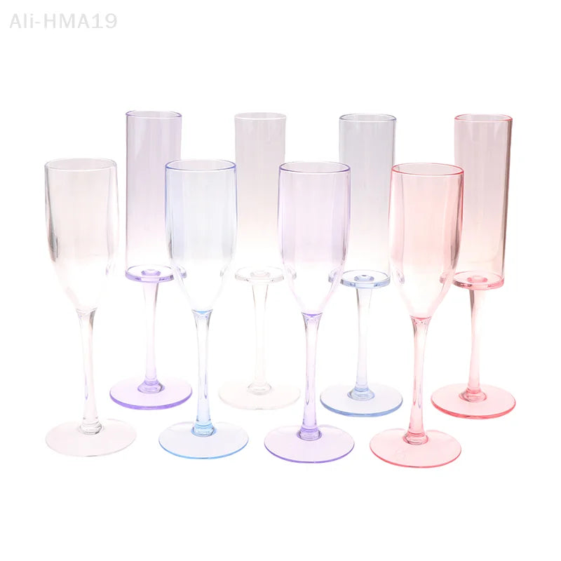 5Pcs Acrylic Champagne Goblet Glasses Cup Transparent Cocktail Glass Cups Creative Anti-fall Goblet For Bar Pubs Clubs Drinkware