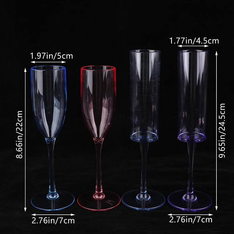 5Pcs Acrylic Champagne Goblet Glasses Cup Transparent Cocktail Glass Cups Creative Anti-fall Goblet For Bar Pubs Clubs Drinkware