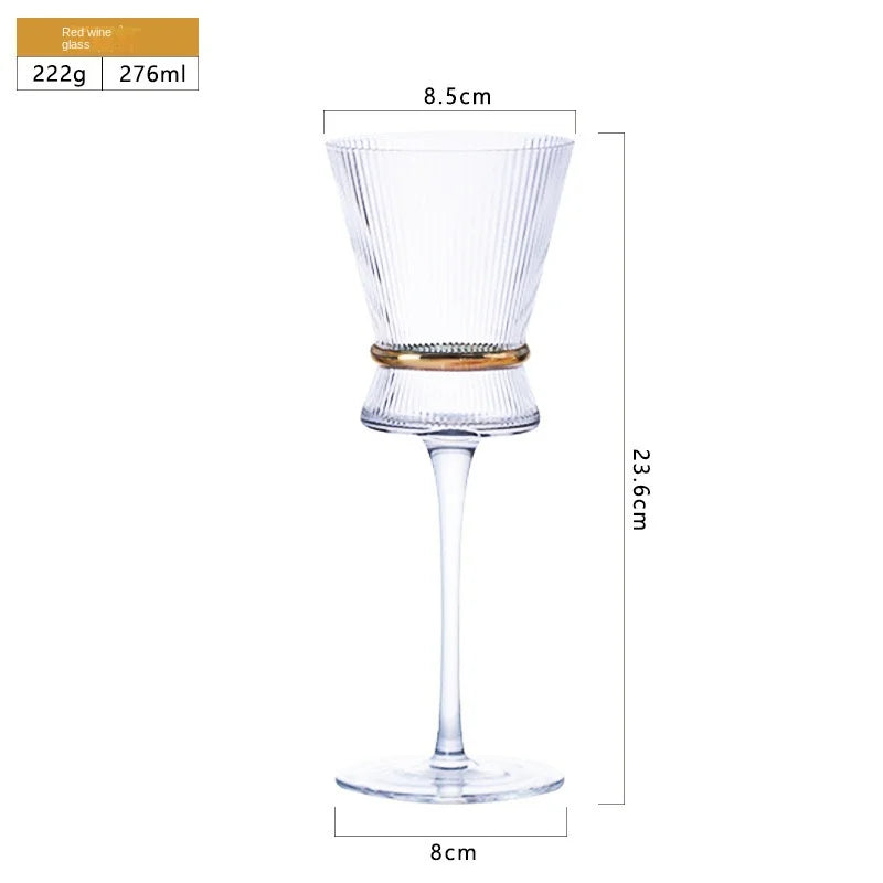 Gold Creative Vertical Gold Waist Line Goblet Champagne Glass Cocktail Glass Vertical Water Bottle Set Party Wedding Barware