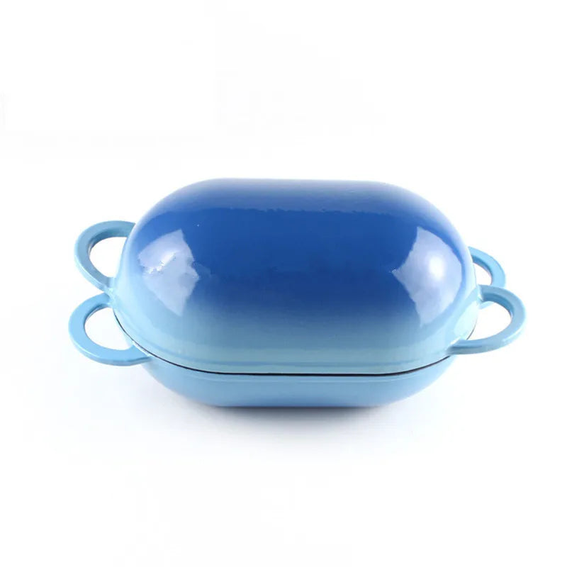 Enameled Cast Iron Dutch Oven for Sourdough Bread Baking Artisan Bread Heavy Duty Oval Loaf Pan 9 " 2 Qt Oven Safe Baking Mold