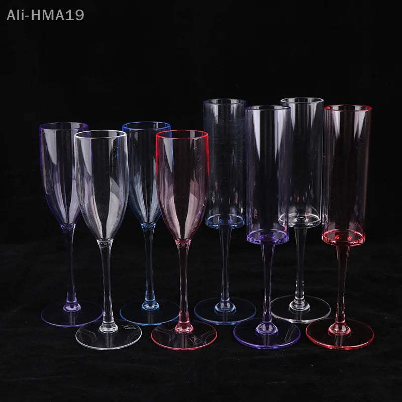 5Pcs Acrylic Champagne Goblet Glasses Cup Transparent Cocktail Glass Cups Creative Anti-fall Goblet For Bar Pubs Clubs Drinkware