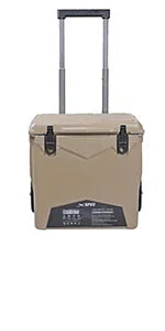 45 Quart Towable Roto Molded Ice Chest Outdoor Camping Cooler with Wheels | Pro Tough Durable Outdoor Camping Fishing Ice Chest
