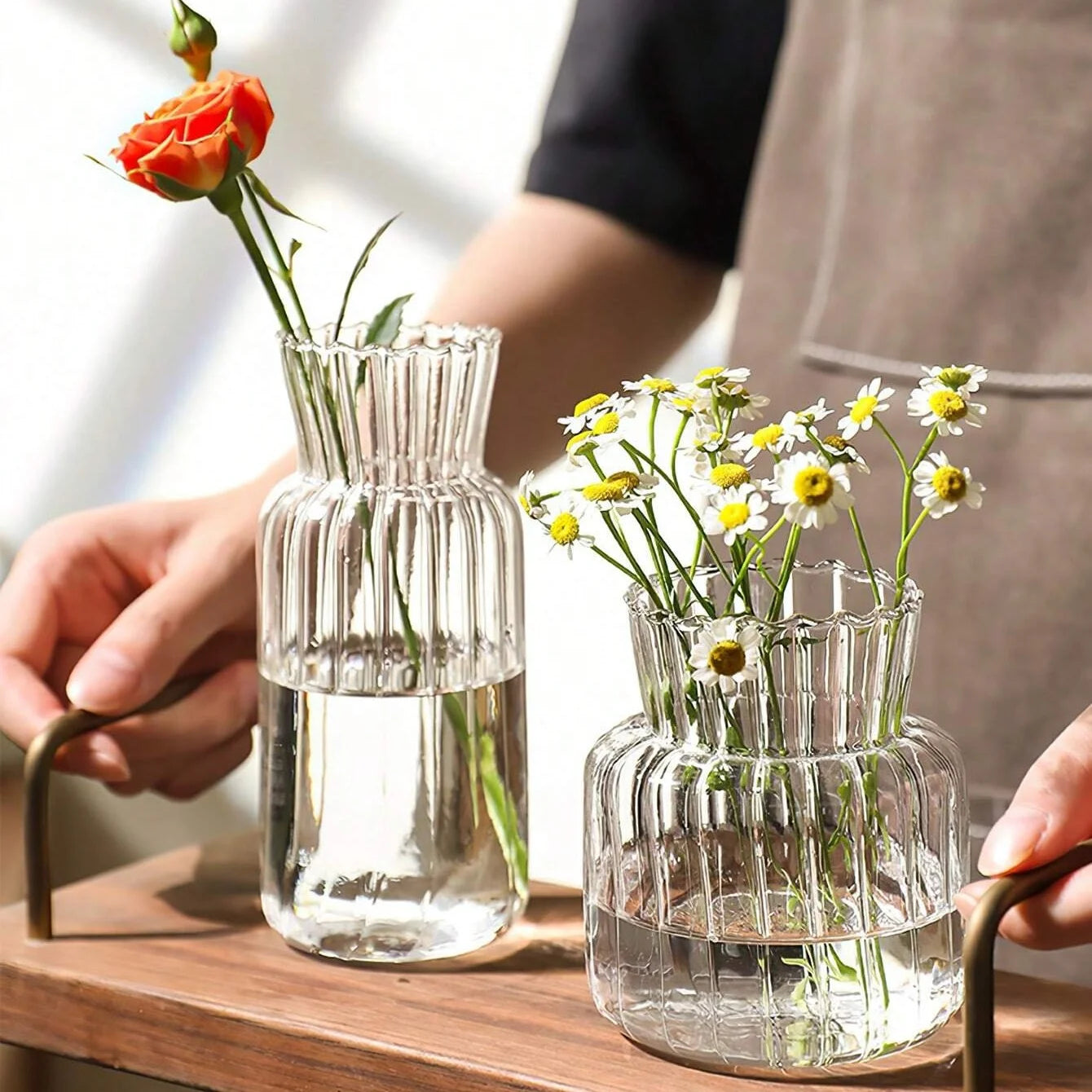 1pc Nordic Creative Transparent Vases Glass Plant Bottle Flower Pot Hydroponic Terrarium Arrangement Container Table Vase Decor