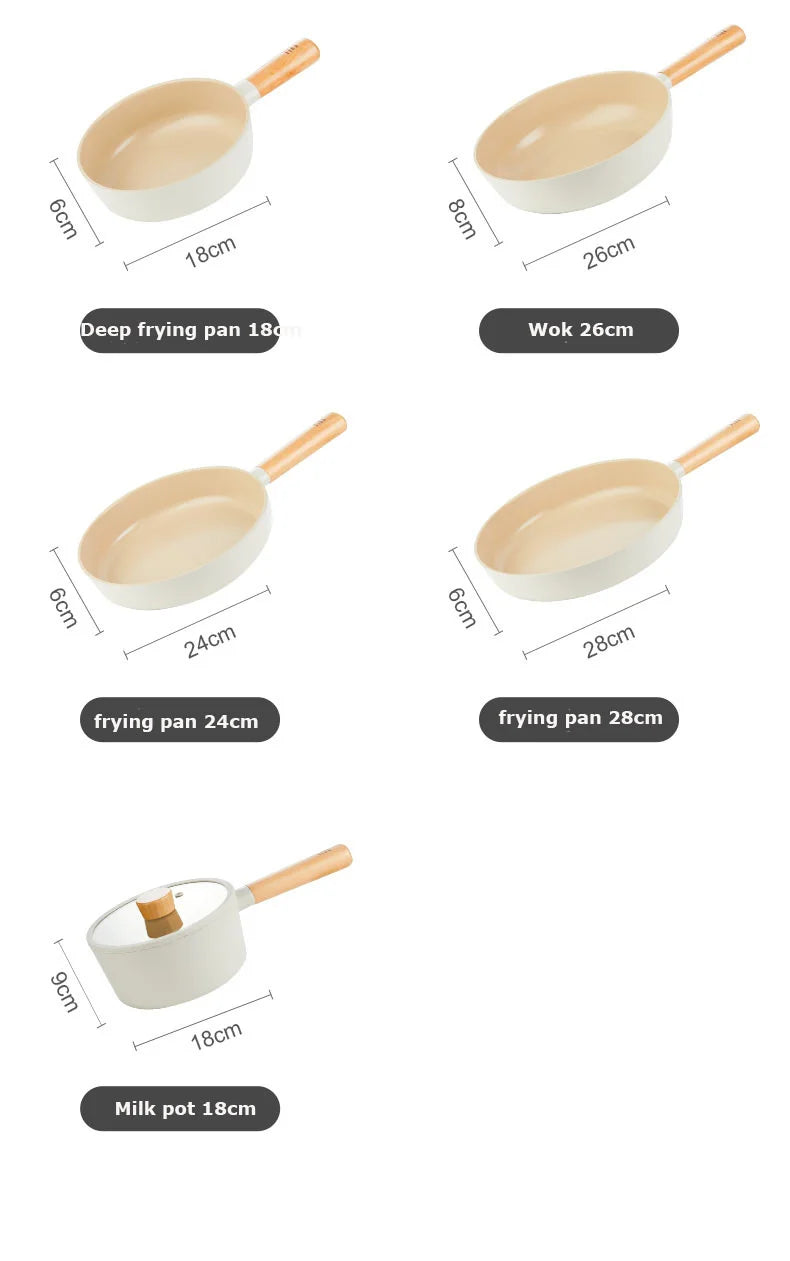Korean Ceramic Non-Stick Wok Milk Pot Pan Non-Stick Pan Frying Pan Induction Cooker Gas Stove Universal Kitchen Pan For Cooking