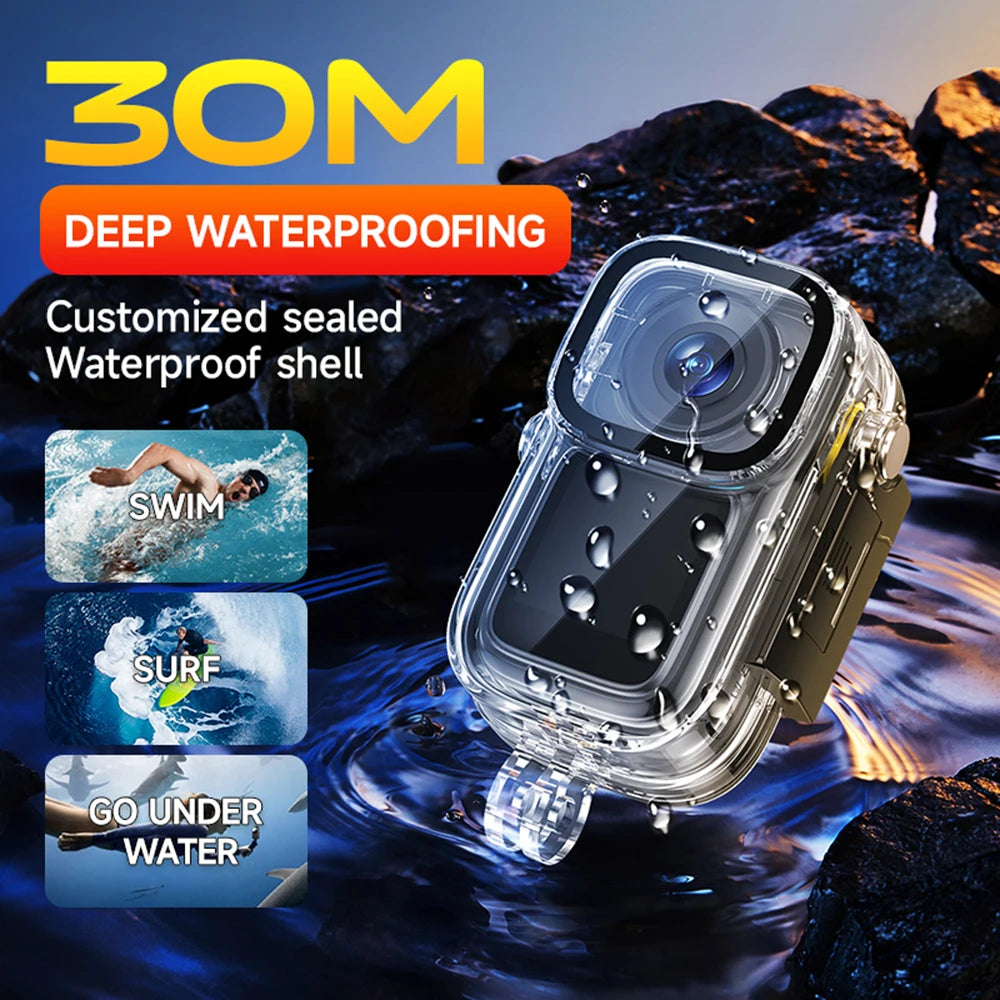 4K/30FPS Sports Camera WiFi Camera Dual Screen 6-Axis Anti-Shake Touch Control APP Remote Control with Waterproof Housing