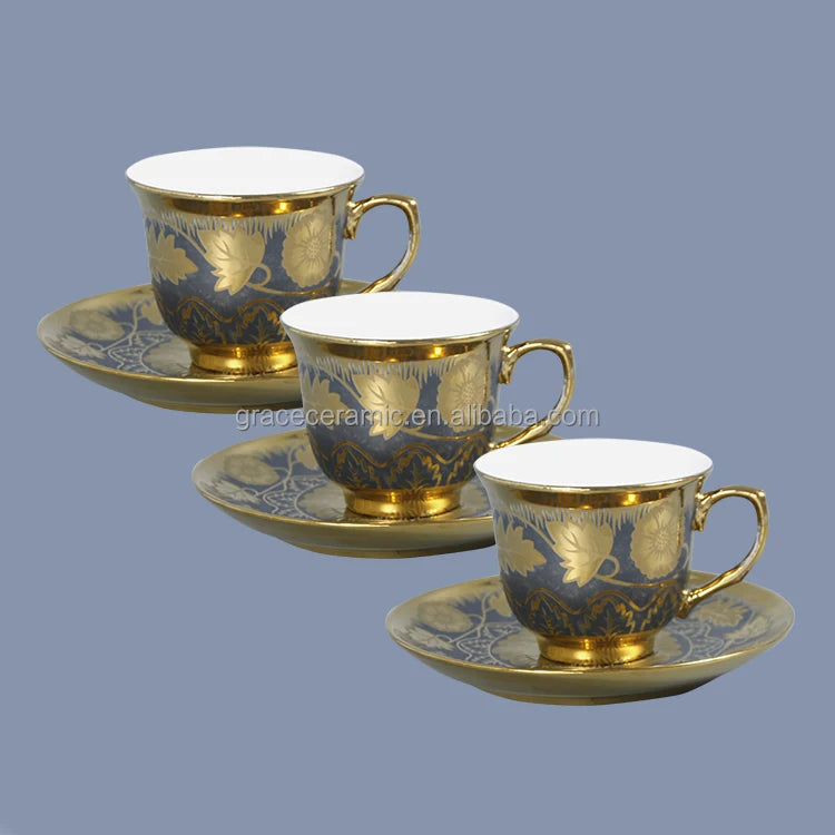 Hot Selling Home Restaurant Ceramic Pakistan Dubai Dinnerware Set 84 Pieces Fine Porcelain Dinner Set With Gold Plated Design