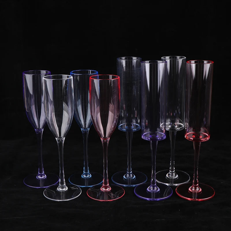 5Pcs Acrylic Champagne Goblet Glasses Cup Transparent Cocktail Glass Cups Creative Anti-fall Goblet For Bar Pubs Clubs Drinkware