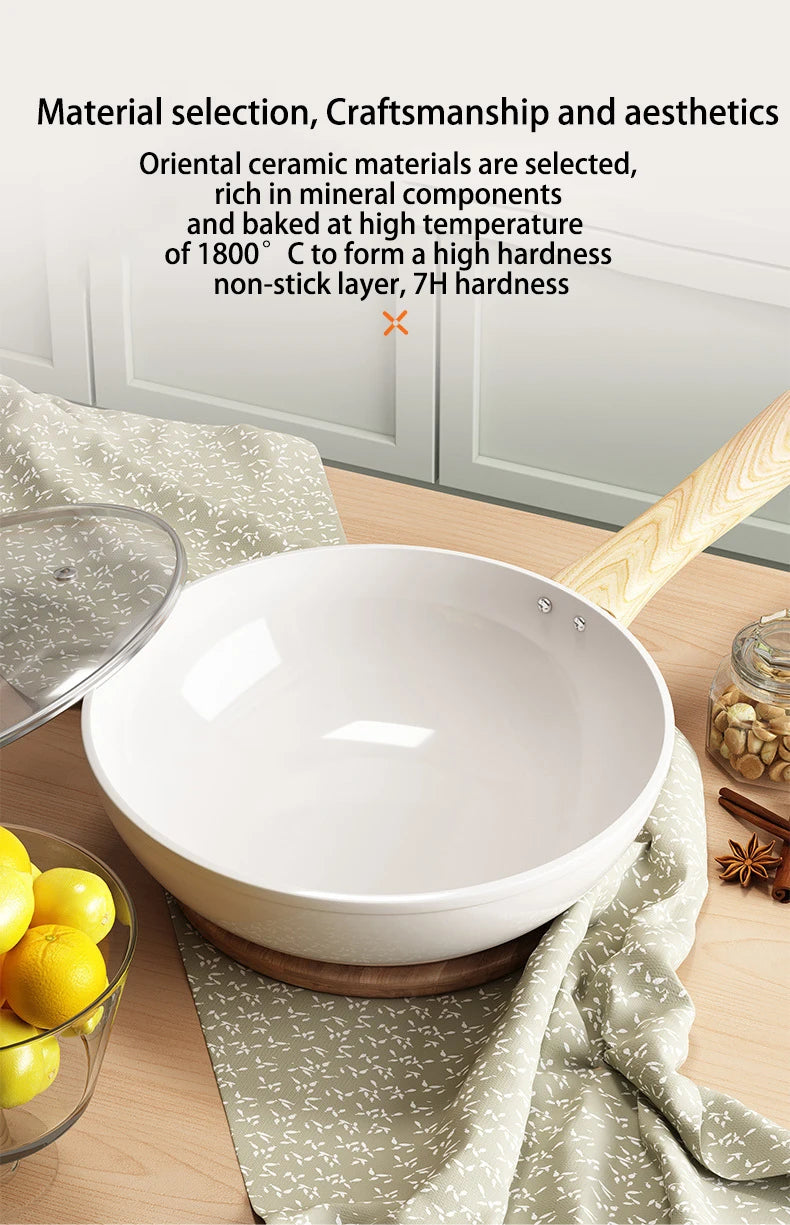 30cm Ceramic Wok Frying Pan Non-Stick Pan Home Steak Skillet Pancake Fried Induction Cooker Gas Stove Saucepan kitchen Cookware