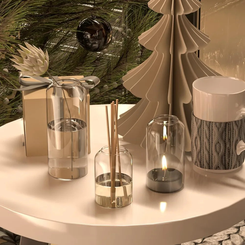 3Pcs/set Clear Small Glass Bud Vases in Bulk Modern Cylinder Glass Vase for Wedding Party Dining Table Centerpieces Decoration