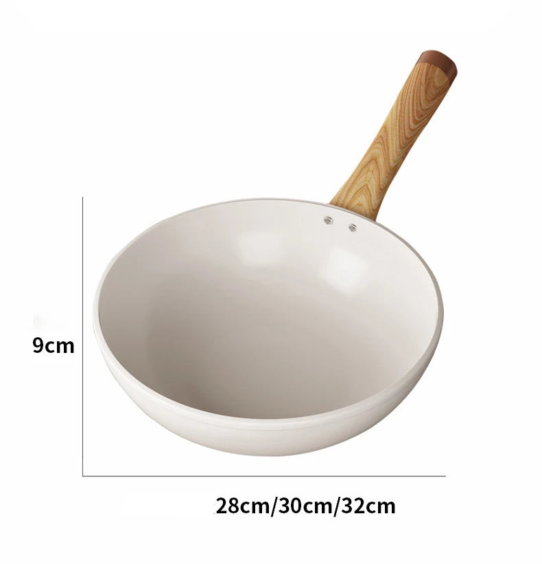 30cm Ceramic Wok Frying Pan Non-Stick Pan Home Steak Skillet Pancake Fried Induction Cooker Gas Stove Saucepan kitchen Cookware