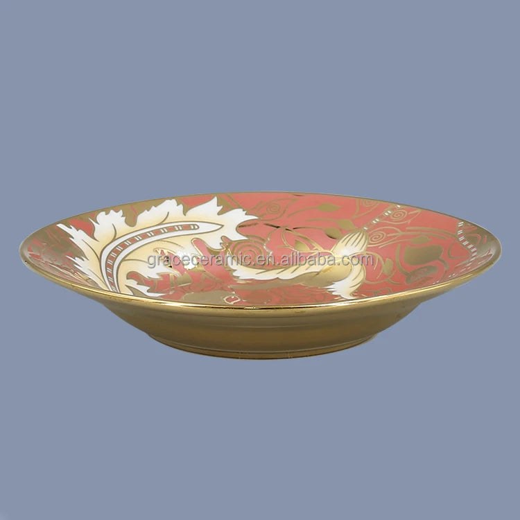 Kitchen Dinner Sets Plates Gold Plated Flower Full Desgin Fine Porcelain Ceramic Bone China Dinner Set for 6 Person