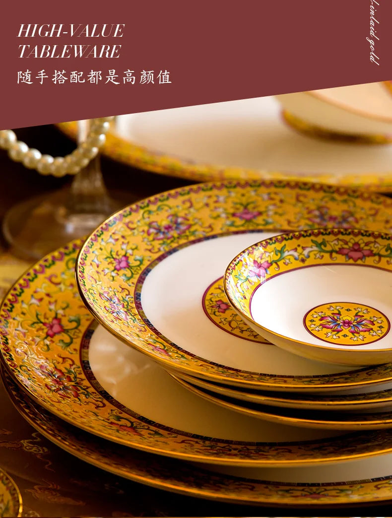 Fine Luxury Guests Dinnerware Sets Home Kitchen Wedding Dining Room Tableware Set Catering Supplies Vajillas Para Cocina Dishes