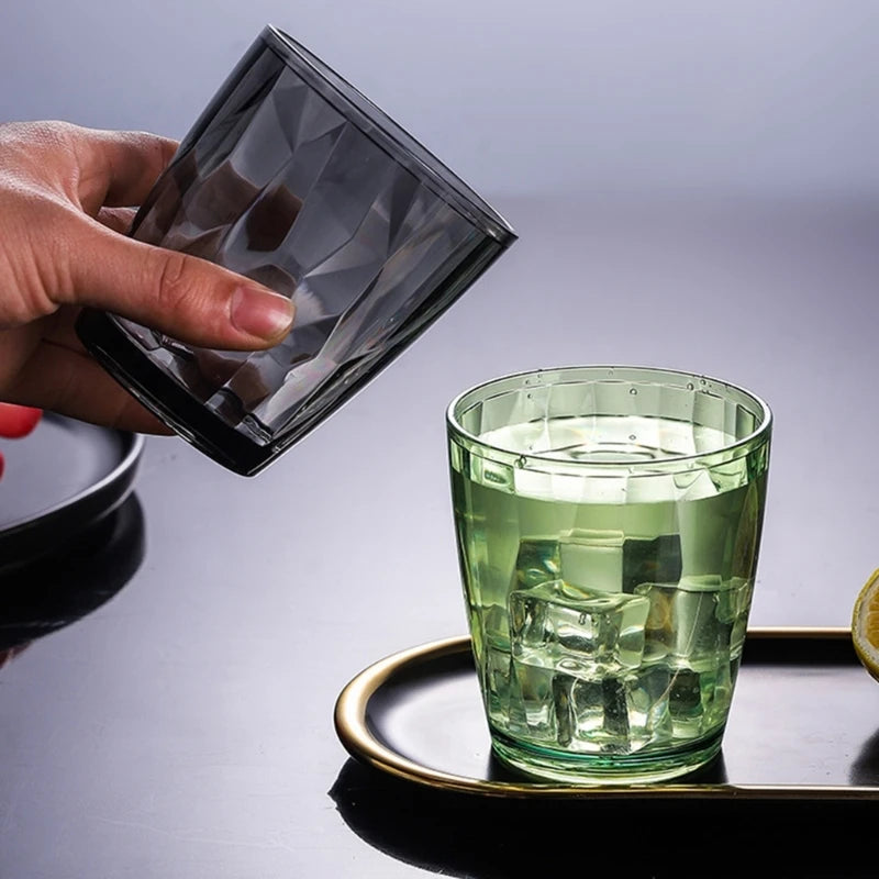 Unbreakable Acrylic Drinking Glasses Reusable Fruit Juice Beer Champagne Cup for Bar 490ml Shatterproof Water Tumblers