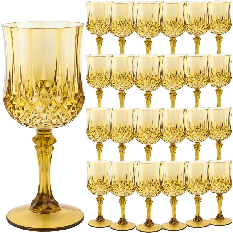 Transparent Plastic Wine Glasses,Transparent Plastic Goblets for Parties,Transparent Drinking Glasses for Wedding Reception,
