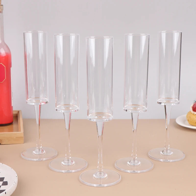 5Pcs Acrylic Champagne Goblet Glasses Cup Transparent Cocktail Glass Cups Creative Anti-fall Goblet For Bar Pubs Clubs Drinkware