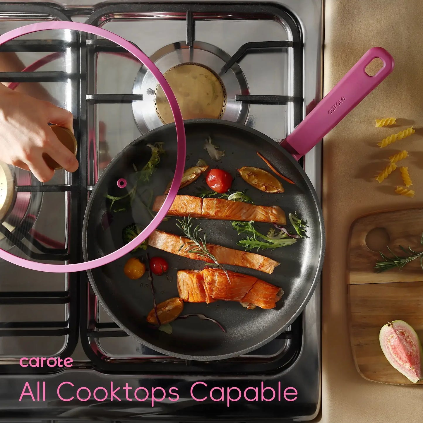 Kitchen Cookware Sets, Nonstick Pots and Pans Set, Induction Cookware, 16 Pcs, Rose Pink