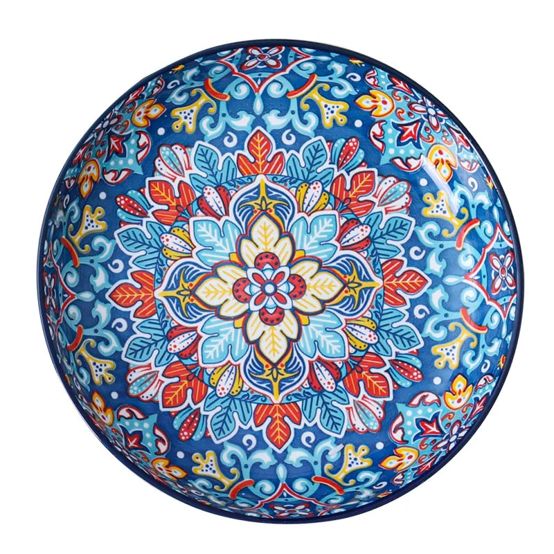 Baroque dish set Creative ceramic tableware Rice rice bowl soup noodles large bowl Household handle bowl Fish plate dish