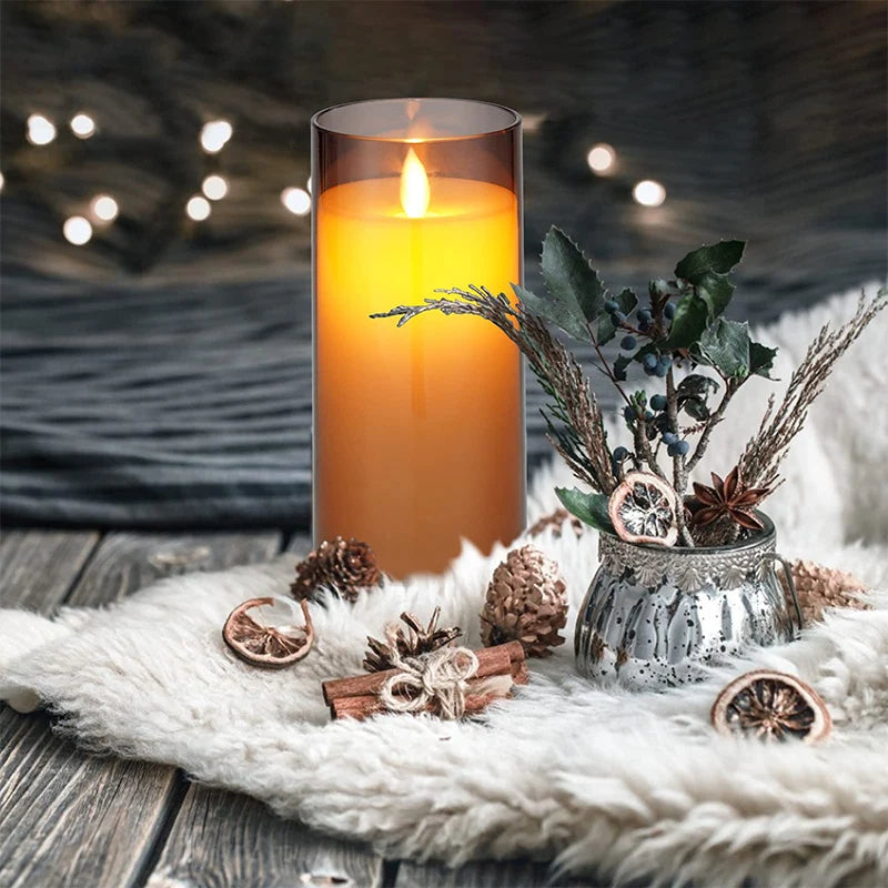 LED Lights for Home Electronic Candle LED Candle Decoration LED Glass Candle Full Set Remote Control Timer for Christmas Wedding